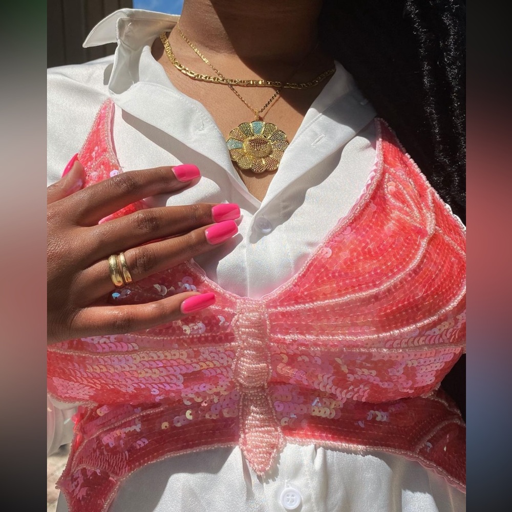 Pink butterfly top